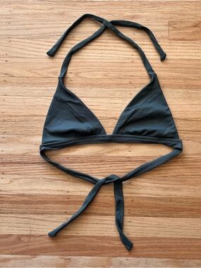 Becca Fine Line Ribbed Triangle Halter Tie Bikini Top